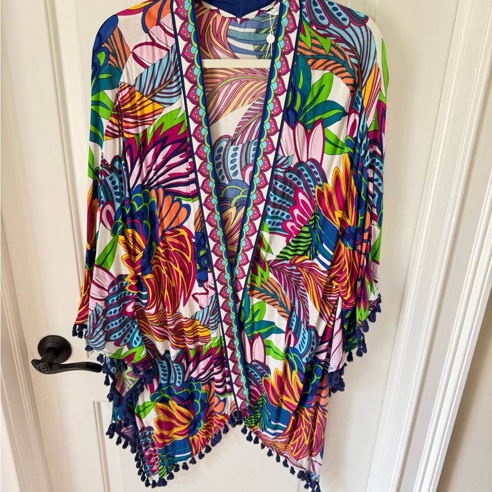 Colorful Floral Kimono with Tassels
